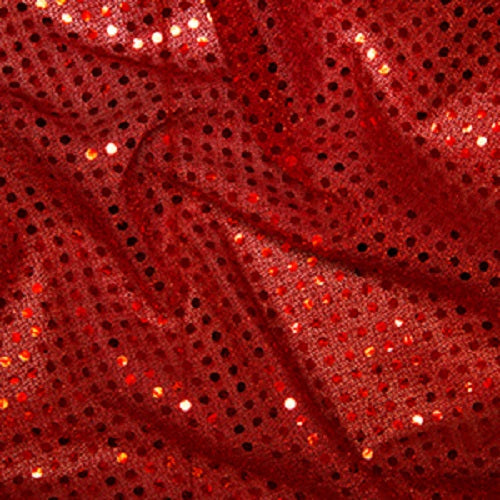 1 Metre Red Sequin Jersey Fabric with 3mm Diameter Sequins