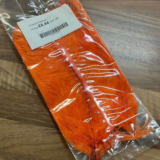 10 ostrich feathers Vibrant Orange