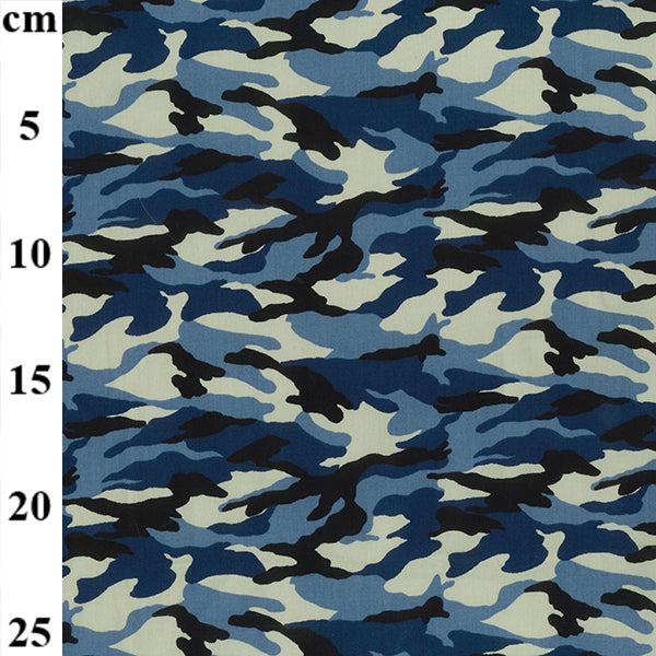 1M 100% Cotton Poplin Urban Blue Camouflage Fabric x 112cm / 44