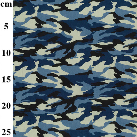 1M 100% Cotton Poplin Urban Blue Camouflage Fabric x 112cm / 44