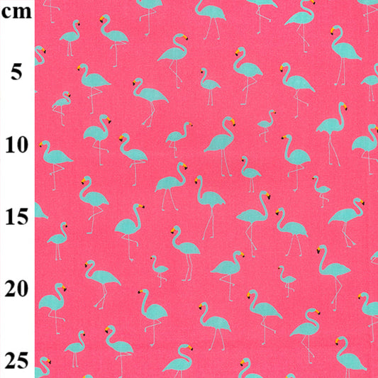 1 Metre 100% Cotton Fabric x 112cm / 44 - Modern Pink & Grey Flamingo