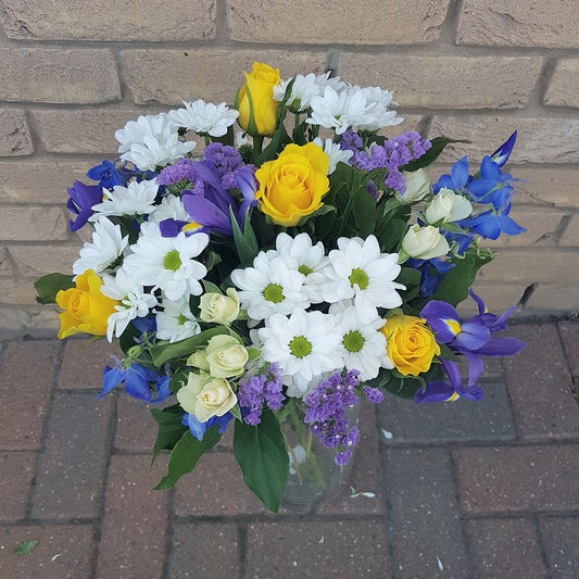 Florist Choice Bouquet Yellow, White & Blue