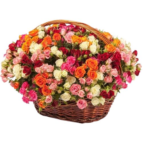 Amazing Multicoloured Spray Roses Basket