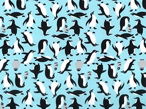 1 Metre Penguins on Blue 100% Cotton Fabric x 110cm Width