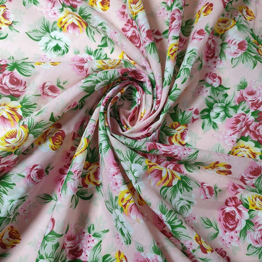 1 Metre Pink Vintage Rose Polycotton Fabric x 112cm / 44