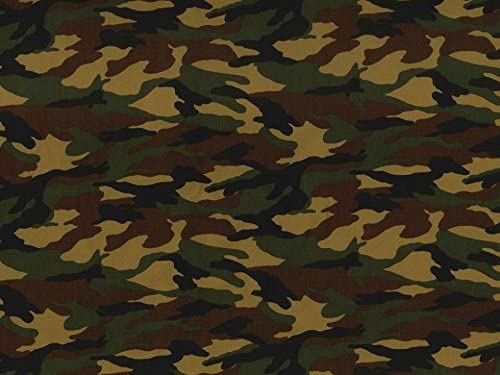 1M 100% Cotton Poplin Woodland Camouflage Fabric x 112cm / 44